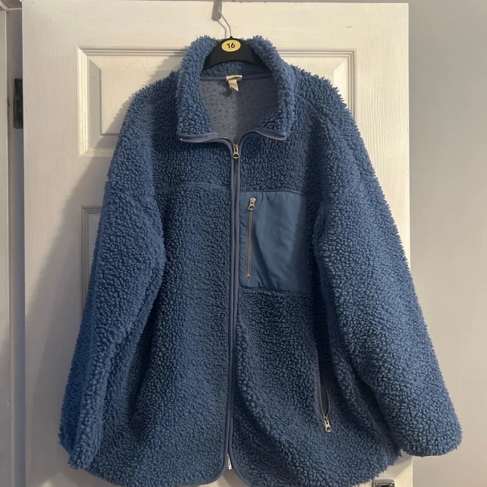 H&M Blue Sherpa Utility Jacket